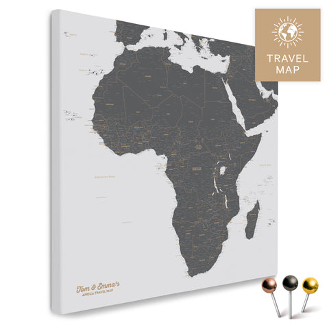 Afrika-Karte in Light Gray als Pinn-Leinwand, perfekt zum Markieren und Planen von Reisen, hier kaufen