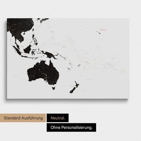 Neutrale Ausführung einer Australien-Karte in Farbe Light Black ohne Personalisierung