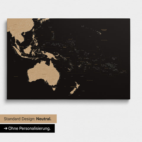 Neutrale Ausführung einer Australien-Karte in Farbe Sonar Black (Schwarz-Gold) ohne Personalisierung