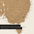 Detail einer Australien und Ozeanien Landkarte als Poster mit Kartenausschnitt von New South Wales und Victoria