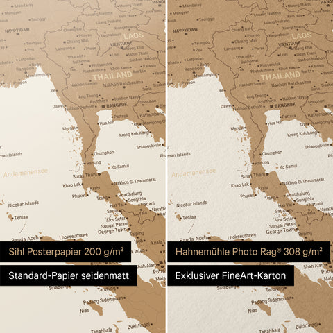 Australien-Landkarte Poster in den Papiersorten Sihl Posterpapier oder Hahnemühle Photo Rag