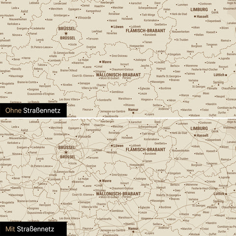 Benelux Push Pin Map TRAVEL® – Treasure Gold