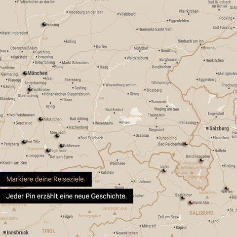 DACH Push Pin Map TRAVEL® – Gold
