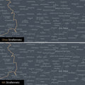 DACH-Karte Leinwand in Navy Light wahlweise mit oder ohne Straßennetz