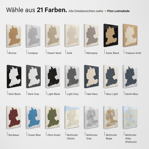 DACH Map TRAVEL® Magnetic Board – in 21 Colors