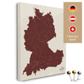 DACH-Landkarte in Bordeaux Rot als Pinnwand Leinwand zum Pinnen und Markieren von Reisezielen kaufen