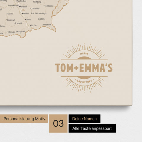 DACH Push Pin Map TRAVEL® – Gold