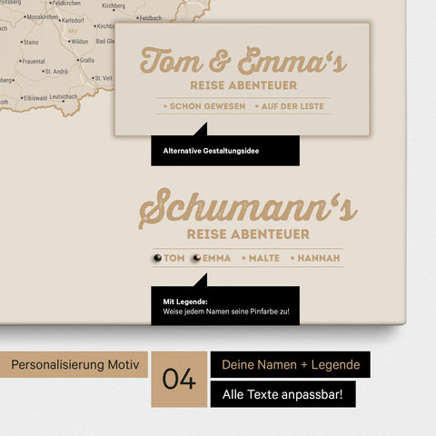 DACH Push Pin Map TRAVEL® – Gold