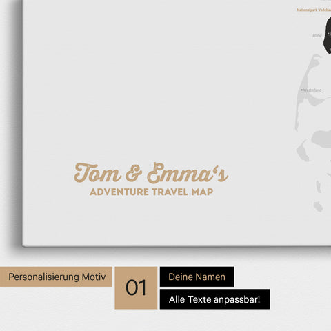 Denmark Map Push Pin Map in Light Black with Personalization