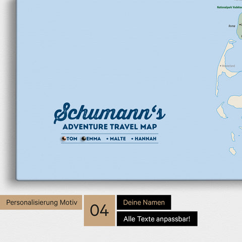 Detailed Denmark map as a Push Pin Map in Multicolor Classic, personalized with a logo for the whole family