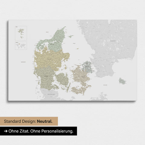 Neutral version of a Denmark map as a Push Pin Map in Multicolor SageWinvalid