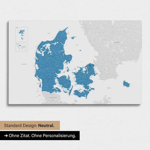 Neutral Version of a Denmark map as a blue Push Pin Map