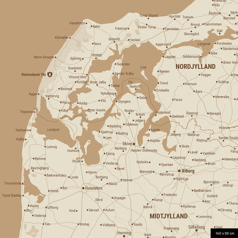 Denmark TRAVEL® Push Pin Map – Treasure Gold