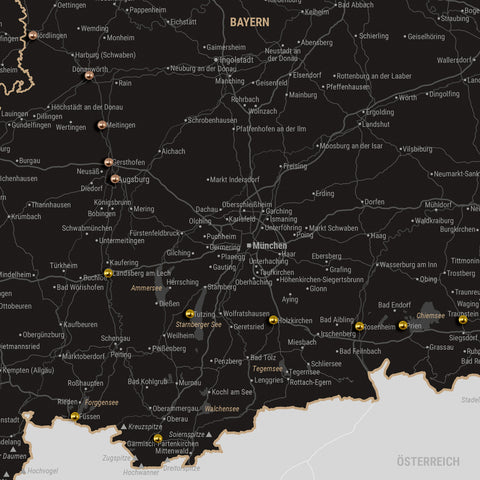 Deutschlandkarte zum Pinnen und Markieren von Reisezeielen in Bayern