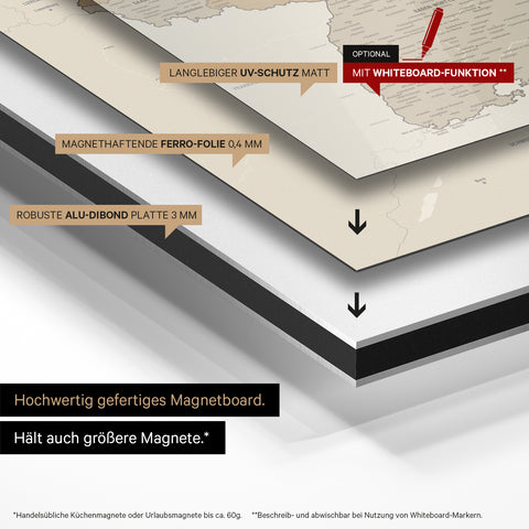 Germany Map TRAVEL® Magnetic Board – Multicolor Beige