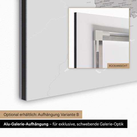 Alu-Galerie-Aufhängung für eine magnetische Deutschland-Karte für eine schwebende Optik