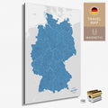 Magnetische Deutschland-Karte in Blau als Magnetboard zum Pinnen und Markieren von Reisezielen kaufen