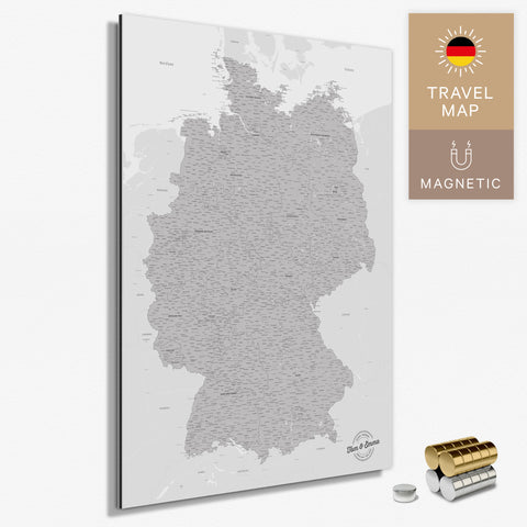 Magnetische Deutschland-Karte in Coolgray (Hellgrau) als Magnetboard zum Pinnen und Markieren von Reisezielen kaufen