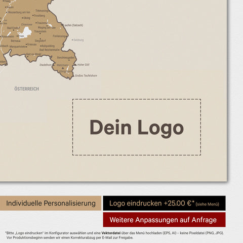 Weltkarte als Deutschland-Karte in Multicolor Beige mit Eindruck eines Firmenlogos