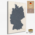 Magnetische Deutschland-Karte in Navy Light als Magnetboard zum Pinnen und Markieren von Reisezielen kaufen