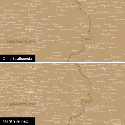 Magnetische Deutschland-Karte in Sonar Black mit optionalem Straßennetz von Autobahnen und Landstraßen