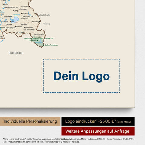 Deutschland-Karte als Pinn-Leinwand in Multicolor Classic mit Eindruck eines Firmenlogos