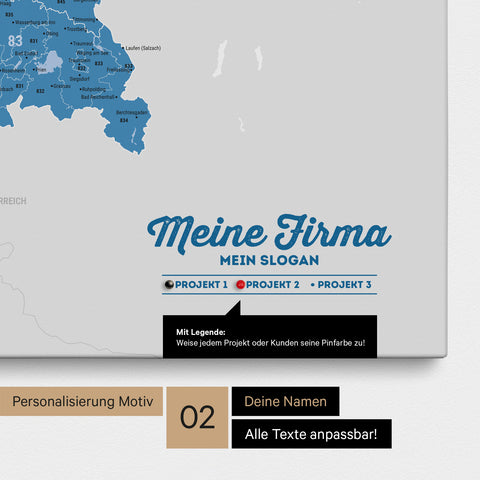 Germany Zip Code Map PLZ® (postal code areas) Push Pin Map – Ocean Blue