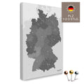 Deutschland-Karte mit Postleitzahlen 1-2-3-stellig in Light Gray als Pinnwand Leinwand zum Pinnen und Markieren  kaufen