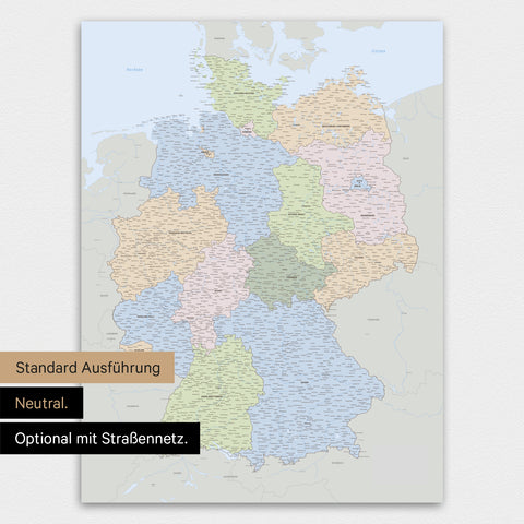 Deutschland-Karte TRAVEL® Premium Poster – Multicolor Atlas