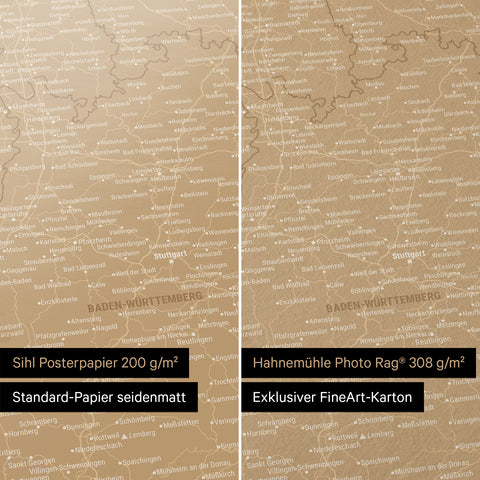 Deutschland-Karte TRAVEL® Premium Poster – Sonar Black (Schwarz-Gold)