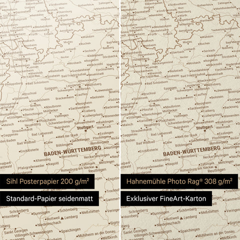 Deutschland-Karte TRAVEL® Premium Poster – Treasure Gold