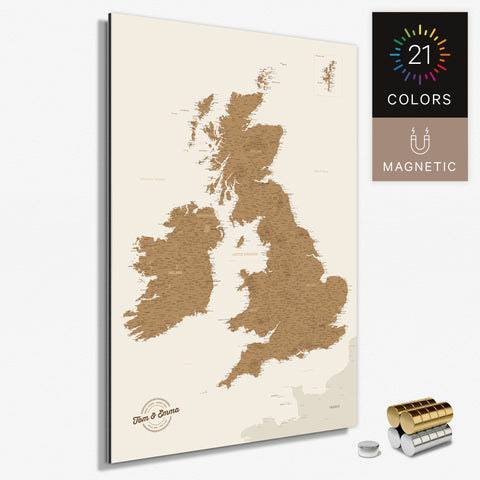 Magnetische England & Irland-Karte als Magnetboard zum Pinnen und Markieren von Reisezielen kaufen