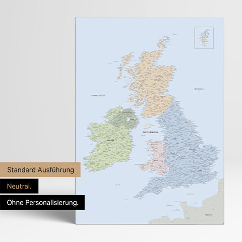 Neutral version of a political England & Great Britain map in Multicolor Atlas, without personalization