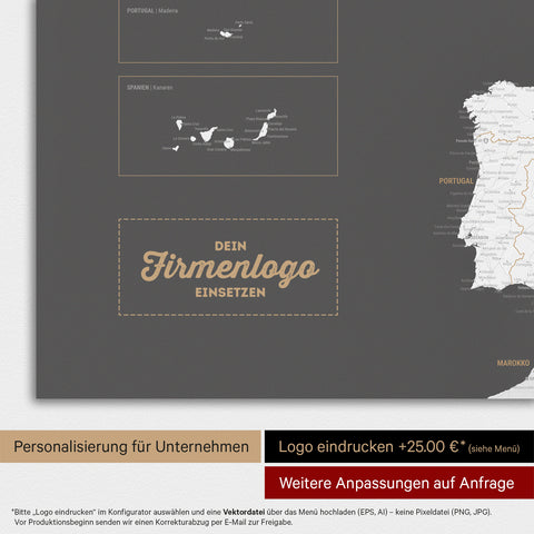 Europe Map TRAVEL® Magnetic Board – Dark Gray
