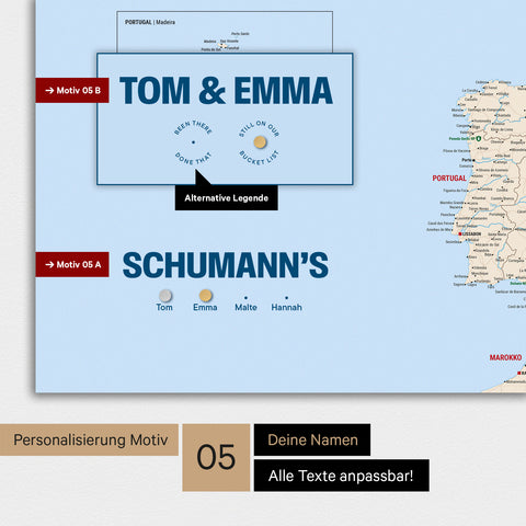 Magnetische Europa-Karte in einem modernen Design in Multicolor Classic als Magnetboard mit Personalisierung als Logo mit einer Weltkugel