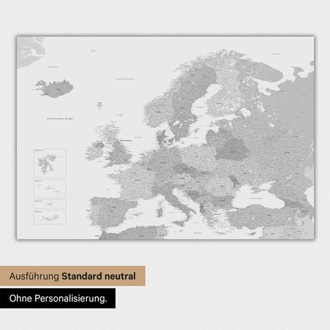 Neutrale und schlichte Ausführung einer magnetischen Europakarte in Multicolor Gray