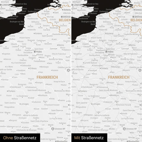 Europe Map TRAVEL® Magnetic Board – Dark Black (Black-White)