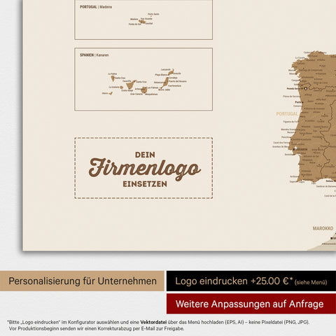 Europa-Karte TRAVEL® Magnet-Poster – Bronze