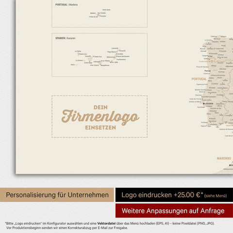 Europa-Karte TRAVEL® Magnet-Poster – Gold