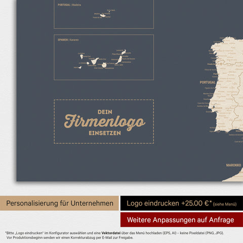 Europa-Karte TRAVEL® Magnet-Poster – Hale Navy