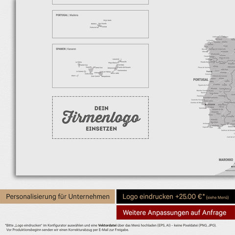 Europa-Karte TRAVEL® Magnet-Poster – Coolgray (Hellgrau)