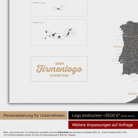 Europa-Karte TRAVEL® Magnet-Poster – Light Gray