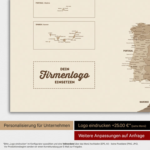 Europa-Karte TRAVEL® Magnet-Poster – Multicolor Brown