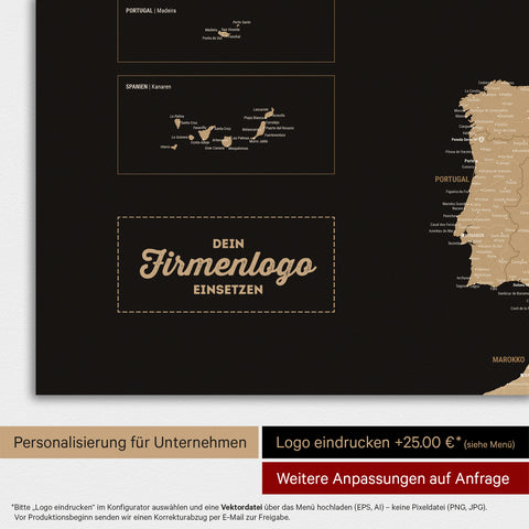 Europa-Karte TRAVEL® Magnet-Poster – Sonar Black