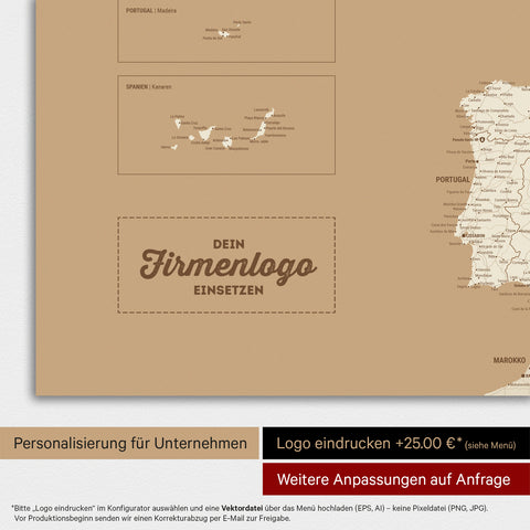 Europa-Karte TRAVEL® Magnet-Poster – Treasure Gold
