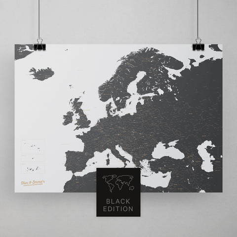 Europa Karte Travel zum Pinnen von Reisen in Light Gray als Poster kaufen