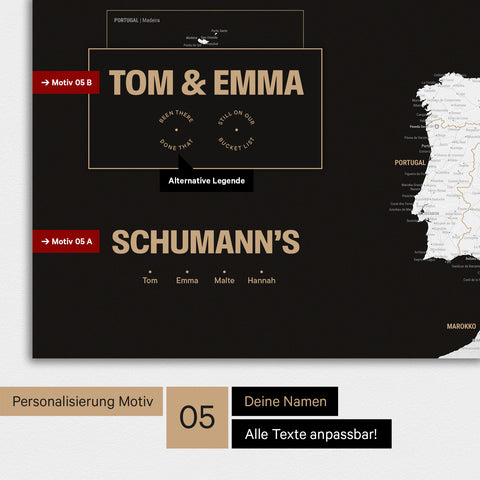 Europa Karte als Poster in Schwarz-Weiss mit Personalisierung als Logo mit einer Weltkugel