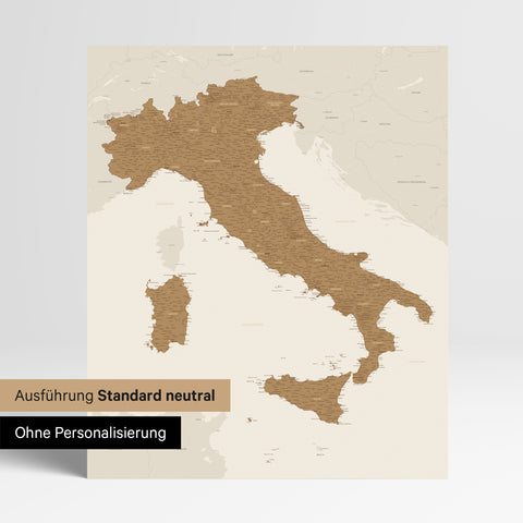 Neutrale und schlichte Ausführung einer magnetischen Italien-Karte