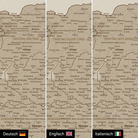 Italy Push Pin Map TRAVEL® – Desert Sand