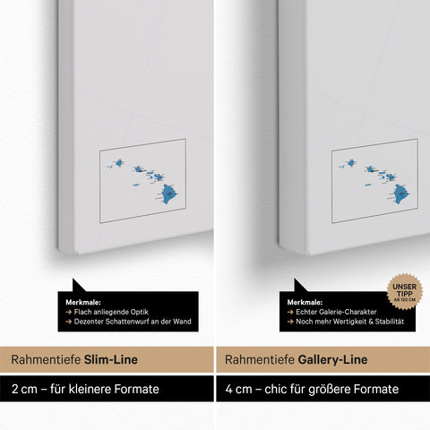 Kanada & USA Landkarte TRAVEL® Pinn-Leinwand – Ocean Blue